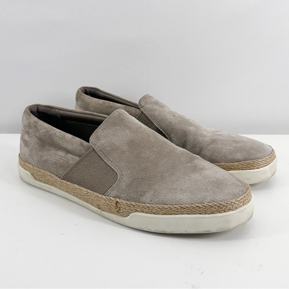 Vince Johan Grey Suede Leather Slip On Espadrille Sneakers Flats Size 9